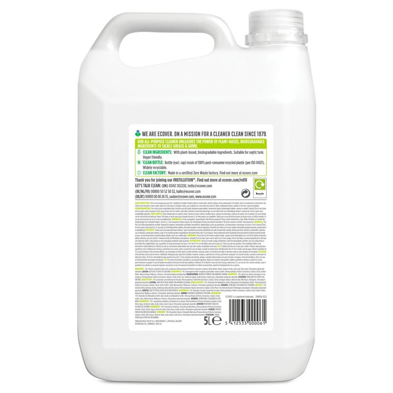 ecover All Purpose Cleaner Refill Lemongrass & Ginger Scent - 5 Litre - Image 2
